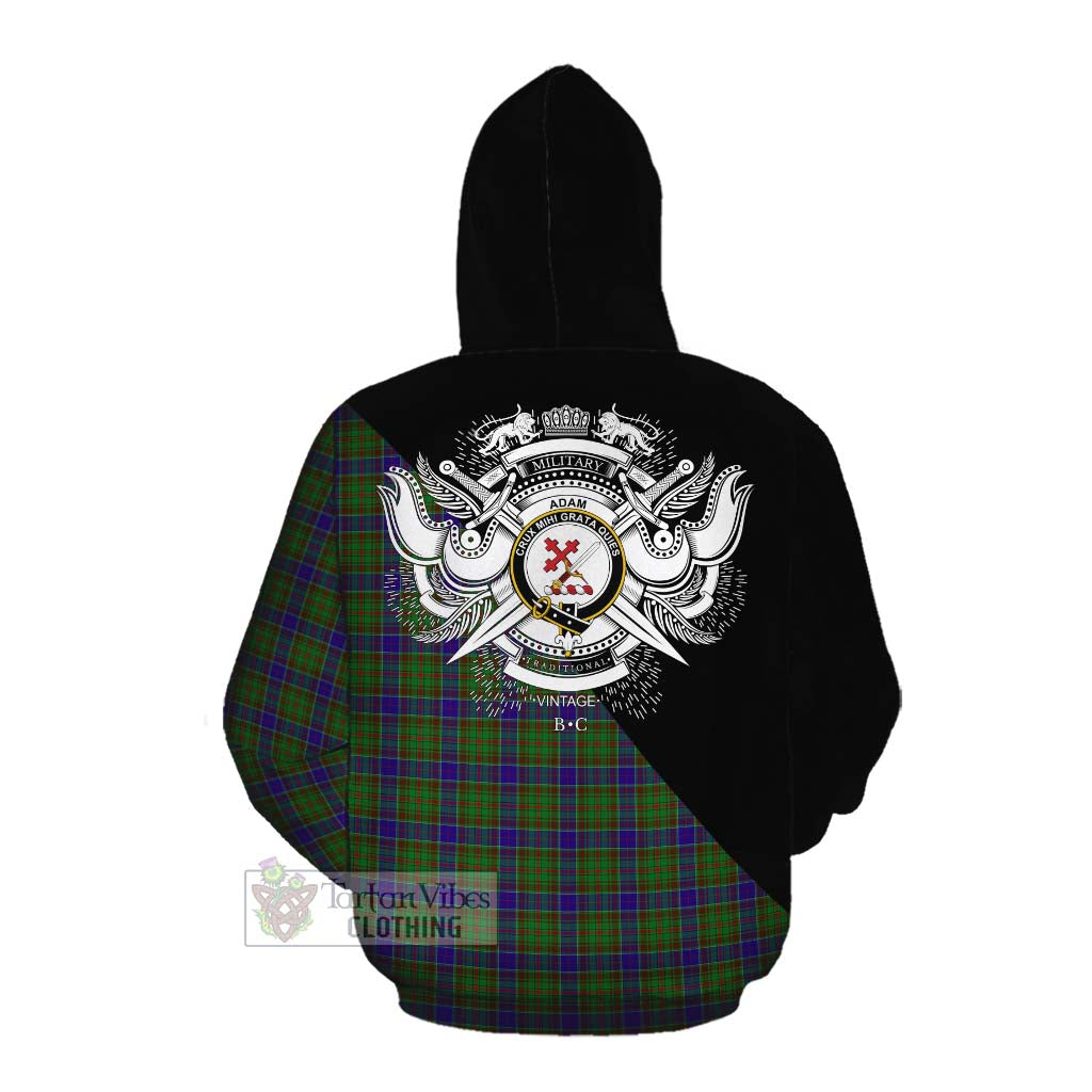 Tartan Vibes Clothing Adam Tartan Cotton Hoodie with Family Crest and Military Logo Style