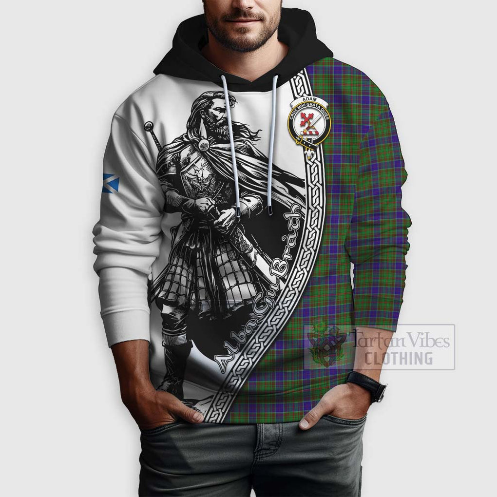 Tartan Vibes Clothing Adam Tartan Clan Crest Hoodie with Highlander Warrior Celtic Style