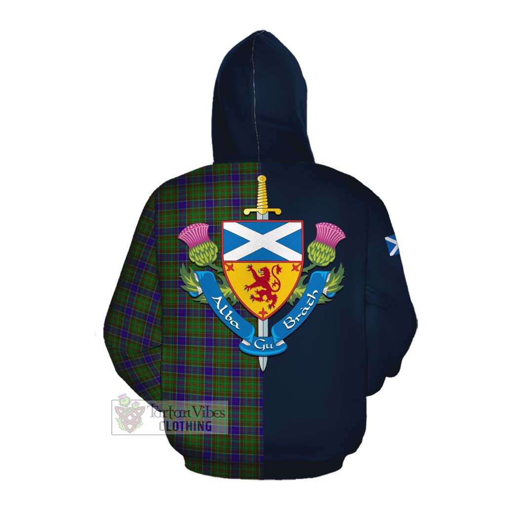 Tartan Vibes Clothing Adam Tartan Cotton Hoodie Alba with Scottish Lion Royal Arm Half Style