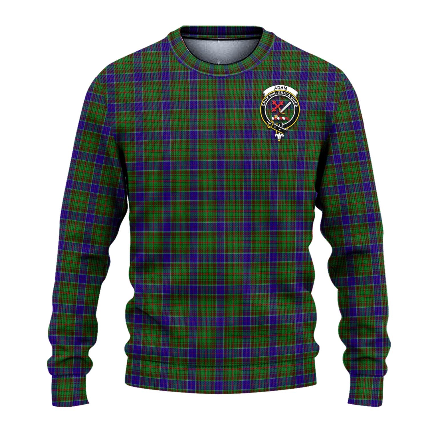 Adam Tartan Knitted Sweater with Family Crest - Tartanvibesclothing