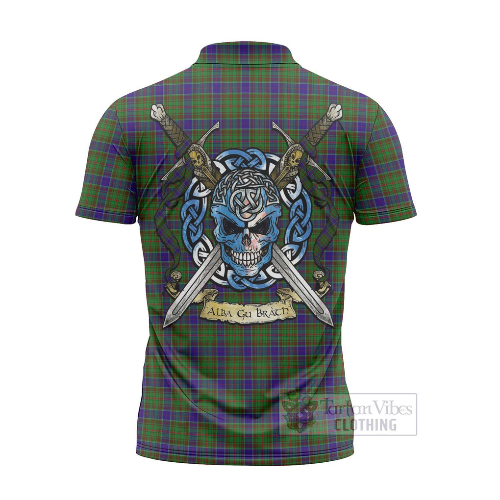 Tartan Vibes Clothing Adam Tartan Zipper Polo Shirt with Family Crest Celtic Skull Style