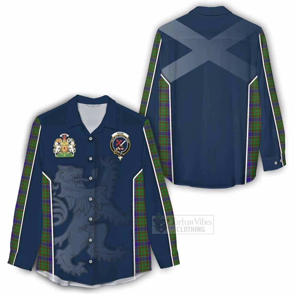 Tartan Vibes Clothing Adam Tartan Women's Casual Shirt with Family Crest and Lion Rampant Vibes Sport Style