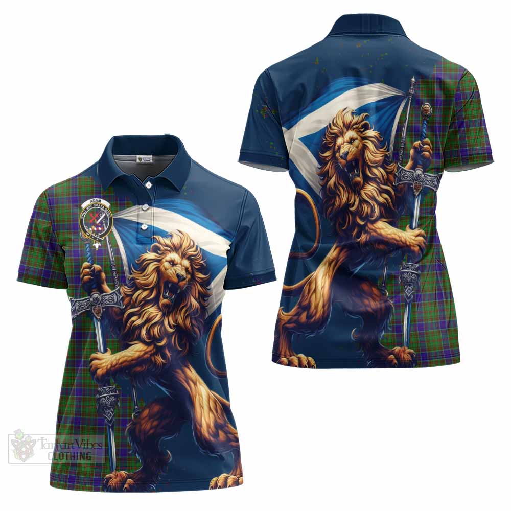 Tartan Vibes Clothing Adam Tartan Family Crest Women's Polo Shirt with Scottish Majestic Lion