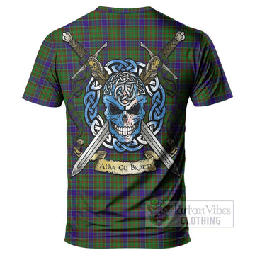 Adam Tartan T-Shirt with Family Crest Celtic Skull Style