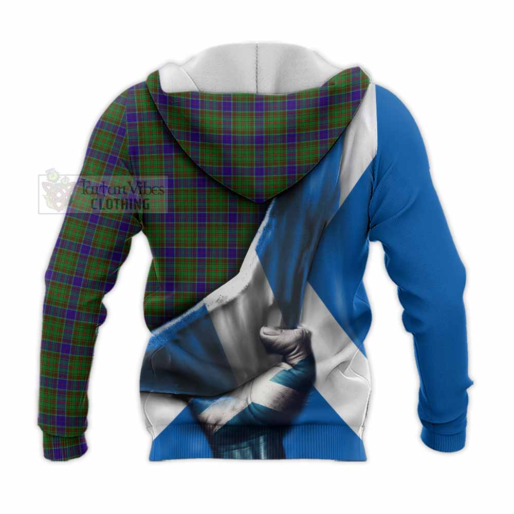 Tartan Vibes Clothing Adam Tartan Knitted Hoodie with Family Crest Scotland Patriotic Style