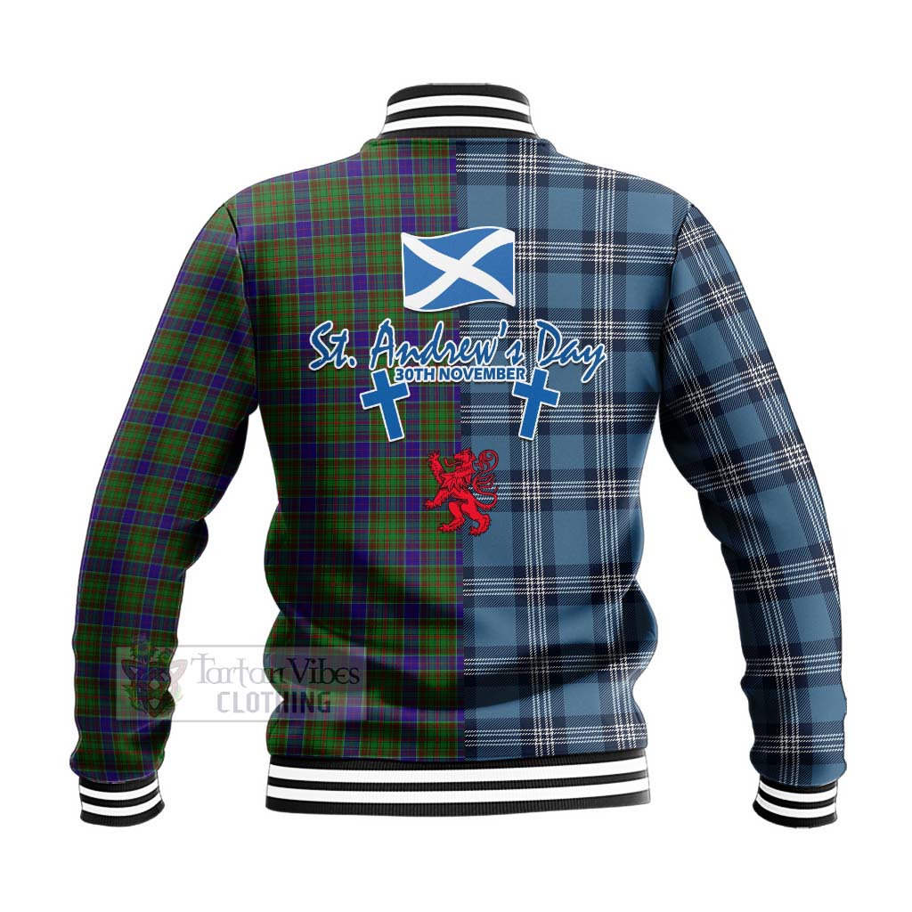 Tartan Vibes Clothing Adam Tartan Baseball Jacket Happy St. Andrew's Day Half Tartan Style