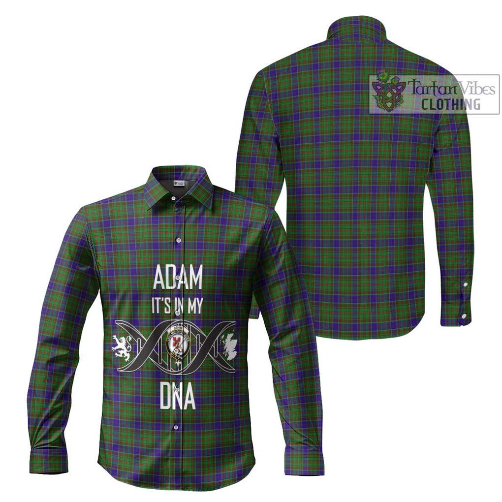 Adam Tartan Long Sleeve Button Shirt with Family Crest DNA In Me Style Men's Shirt - Tartanvibesclothing Shop