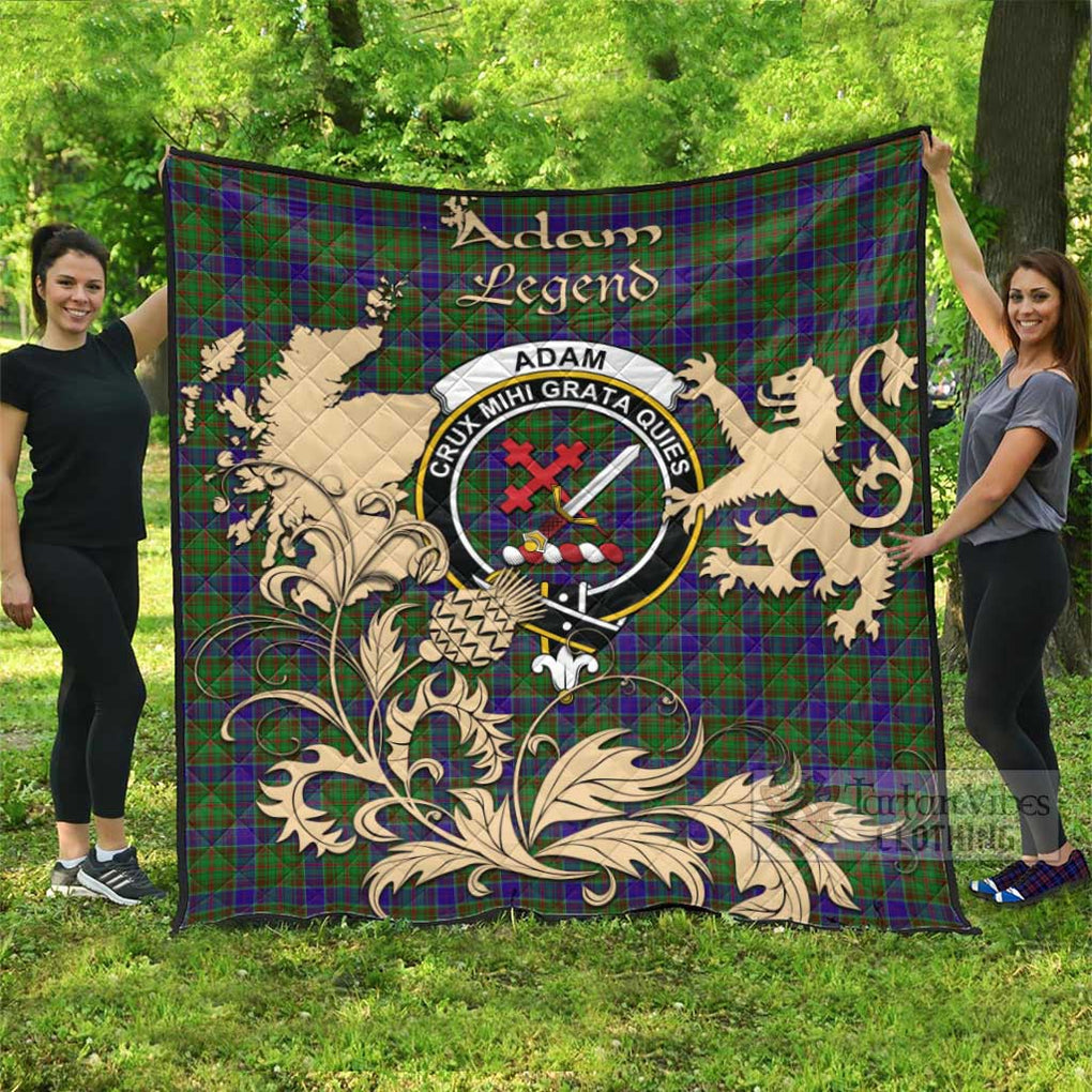 Tartan Vibes Clothing Adam Tartan Quilt with Family Crest and Scottish Symbol Style