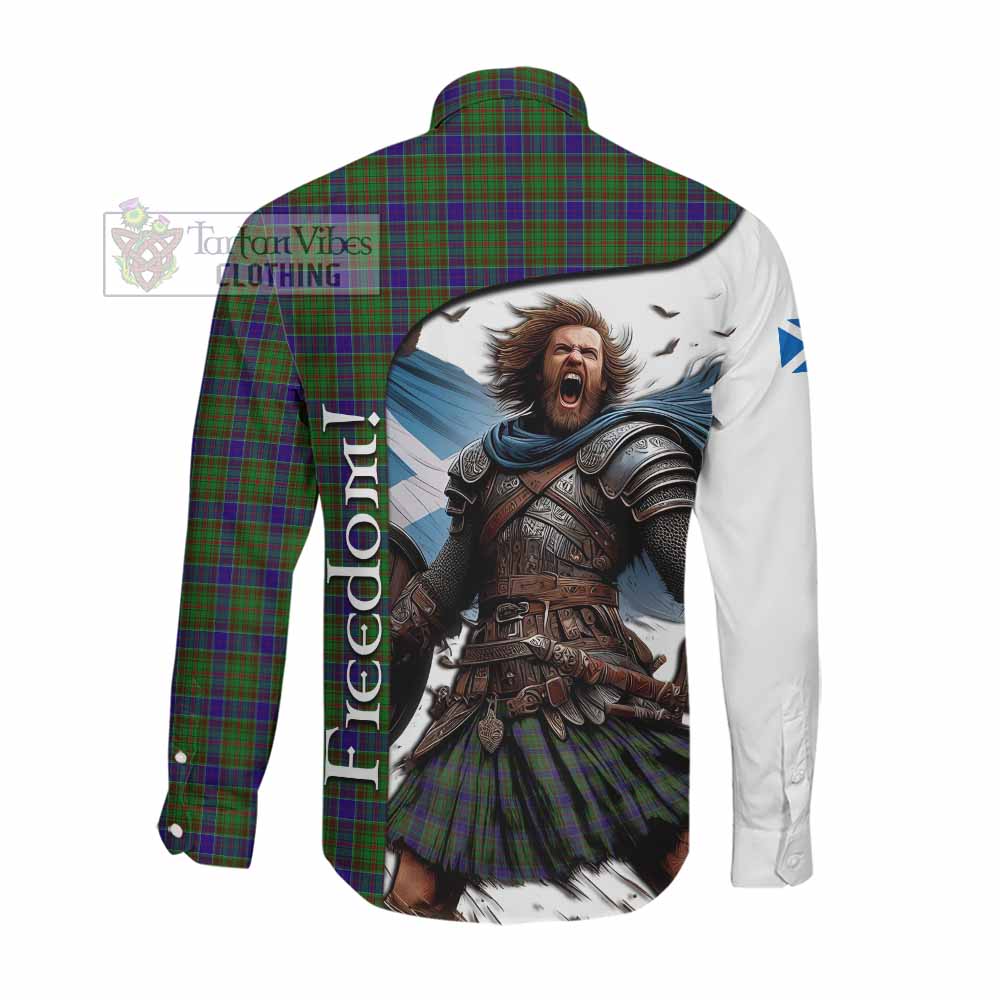 Tartan Vibes Clothing Adam Crest Tartan Long Sleeve Button Shirt Inspired by the Freedom of Scottish Warrior