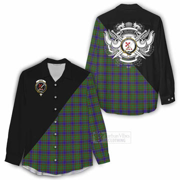 Adam Tartan Women's Casual Shirt with Family Crest and Military Logo Style