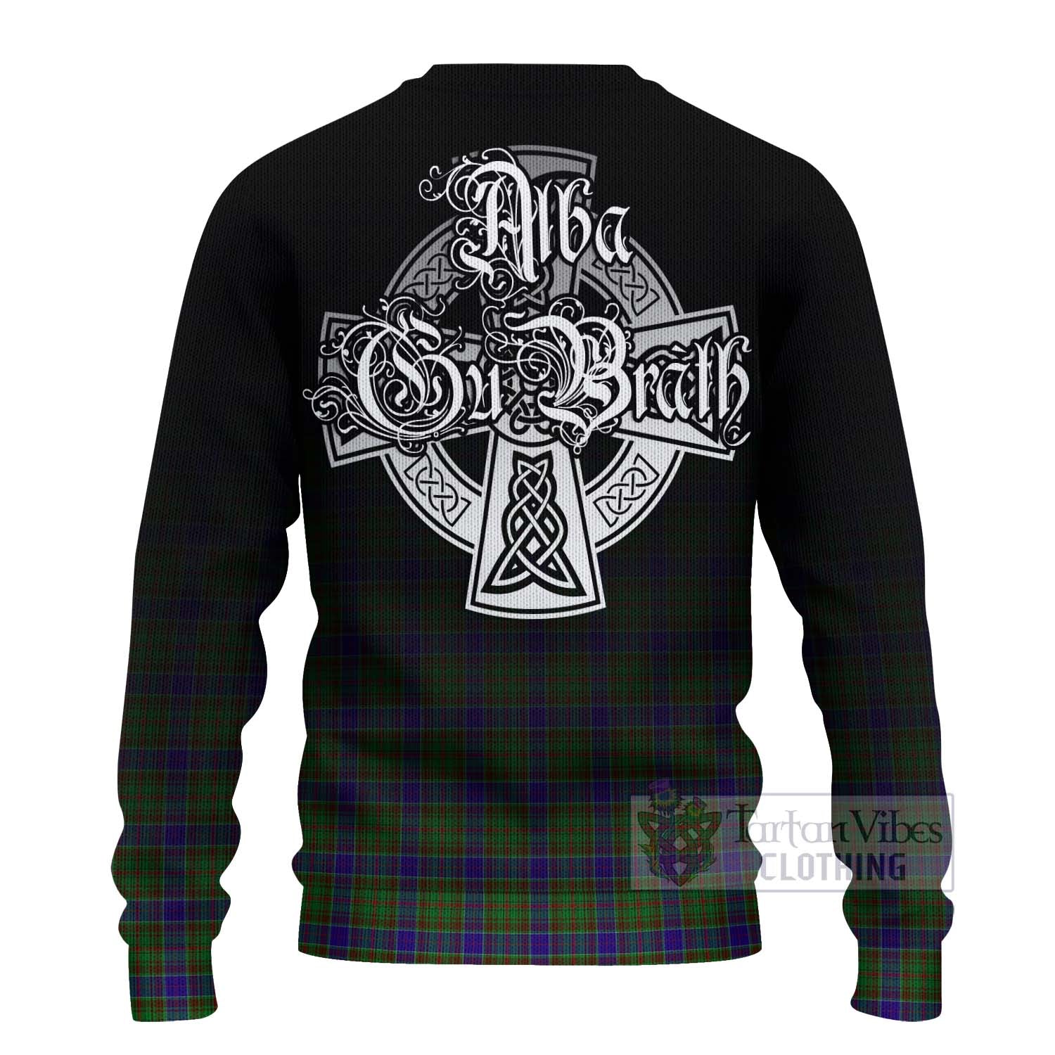 Tartan Vibes Clothing Adam Tartan Knitted Sweater Featuring Alba Gu Brath Family Crest Celtic Inspired