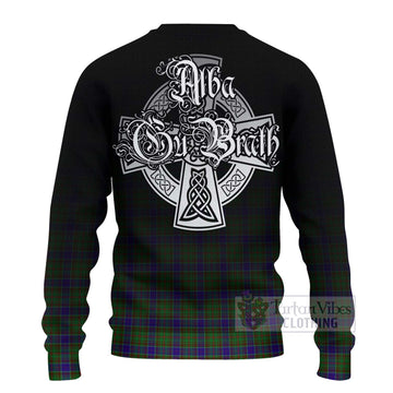 Adam Tartan Knitted Sweater Featuring Alba Gu Brath Family Crest Celtic Inspired