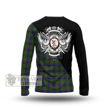 Adam Tartan Long Sleeve T-Shirt with Family Crest and Military Logo Style