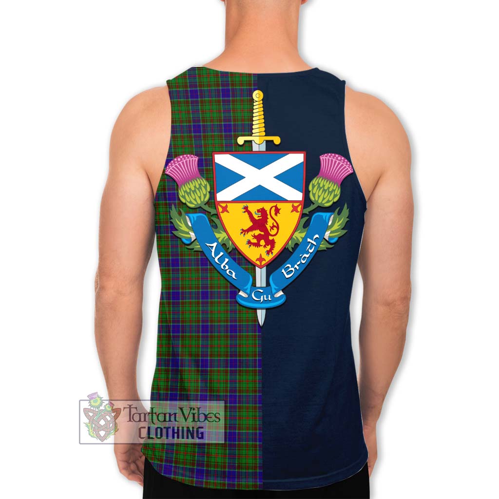 Tartan Vibes Clothing Adam Tartan Men's Tank Top with Scottish Lion Royal Arm Half Style