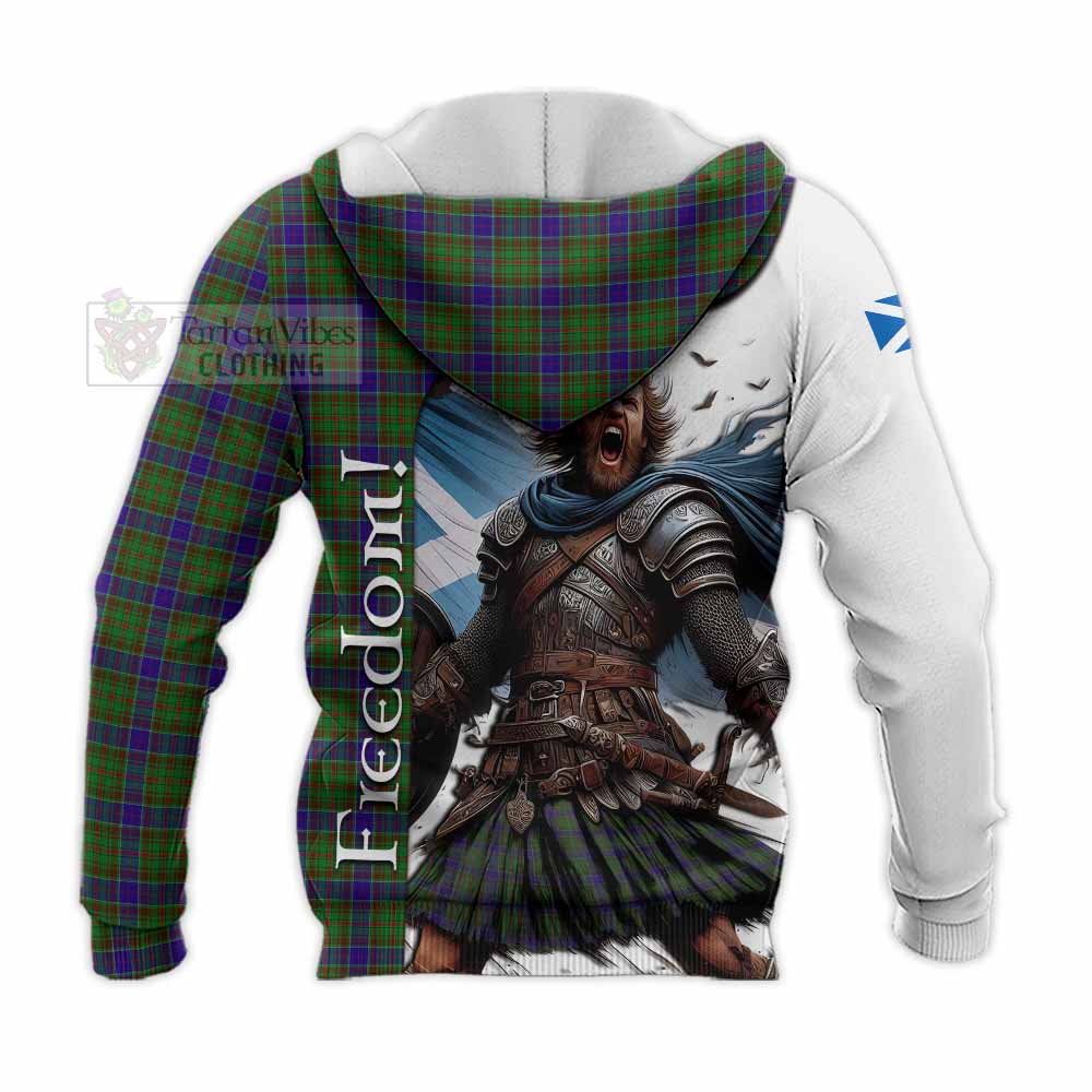 Tartan Vibes Clothing Adam Crest Tartan Knitted Hoodie Inspired by the Freedom of Scottish Warrior