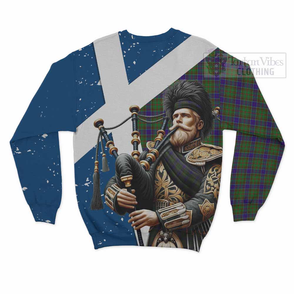 Tartan Vibes Clothing Adam Tartan Sweatshirt with Family Crest Scottish Bagpiper Vibes