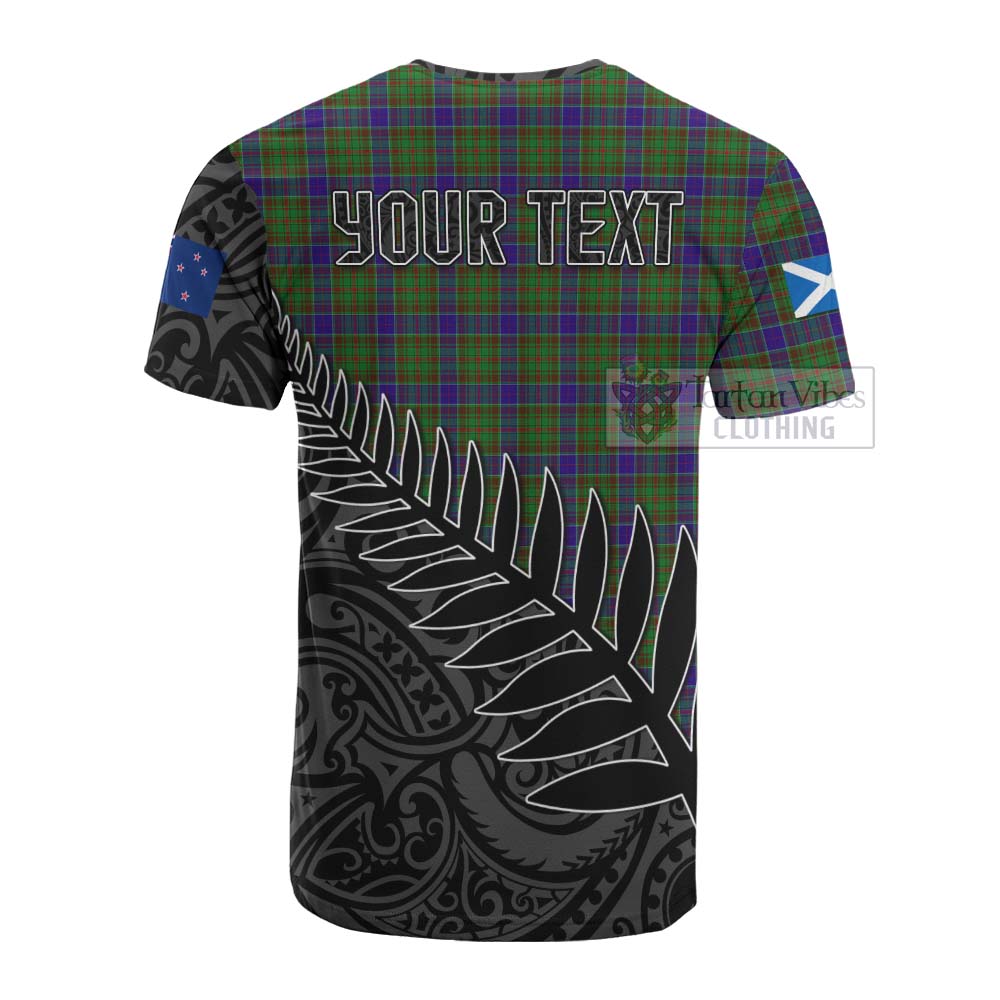 Tartan Vibes Clothing Adam Crest Tartan Cotton T-shirt with New Zealand Silver Fern Half Style