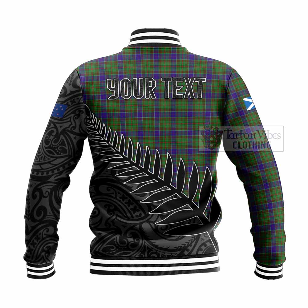 Tartan Vibes Clothing Adam Crest Tartan Baseball Jacket with New Zealand Silver Fern Half Style