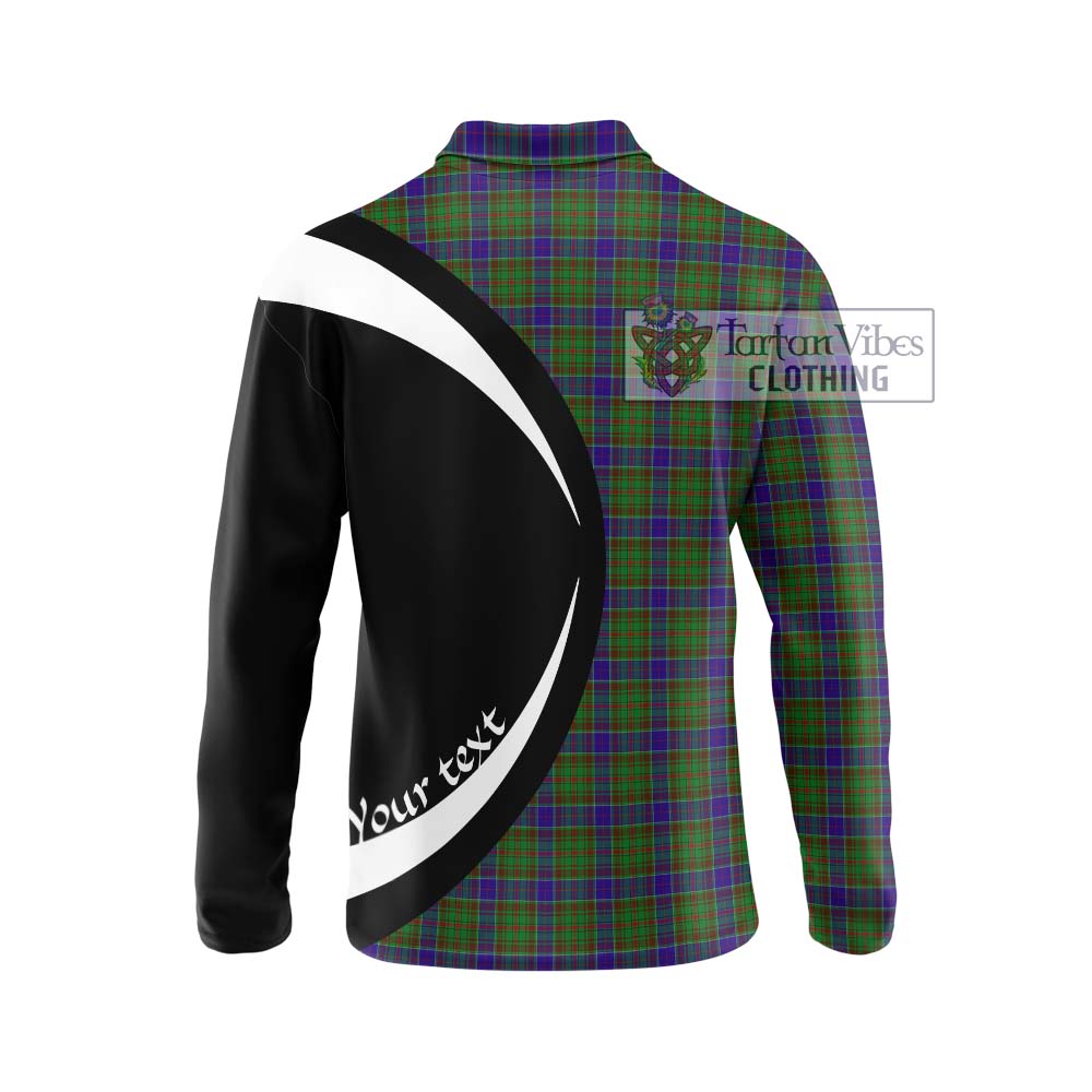 Adam Tartan Long Sleeve Polo Shirt with Family Crest Circle Style - Tartan Vibes Clothing