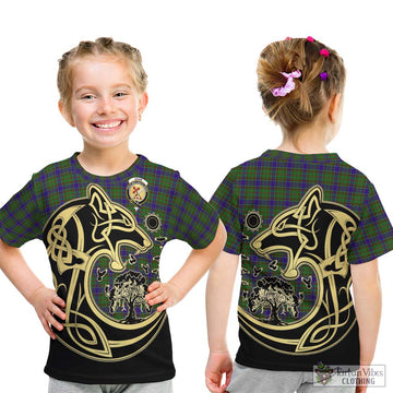 Adam Tartan Kid T-Shirt with Family Crest Celtic Wolf Style