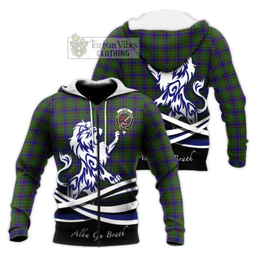 Adam Tartan Knitted Hoodie with Alba Gu Brath Regal Lion Emblem