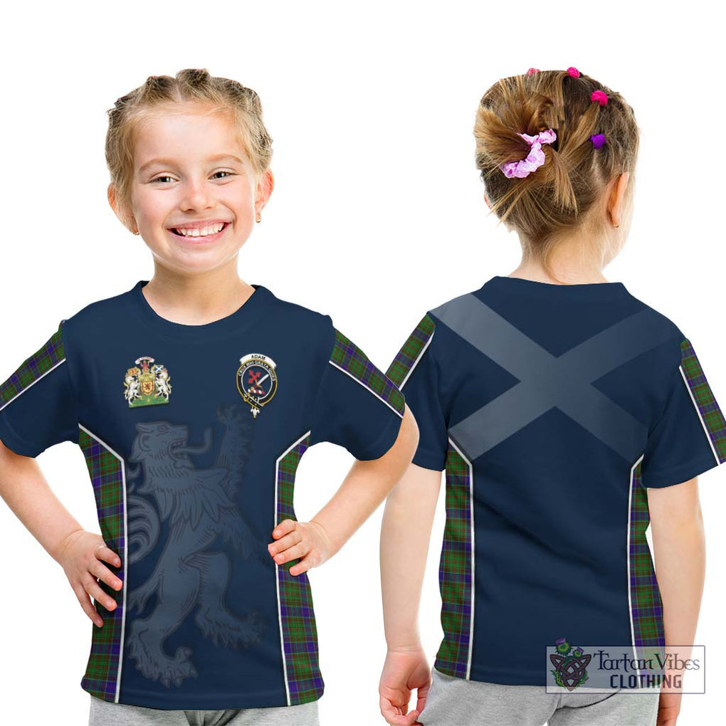 Adam Tartan Kid T-Shirt with Family Crest and Lion Rampant Vibes Sport Style - Tartan Vibes Clothing