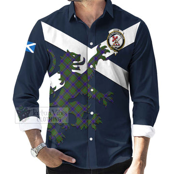 Adam Tartan Lion Rampant Long Sleeve Button Shirt Proudly Display Your Heritage with Alba Gu Brath and Clan Name