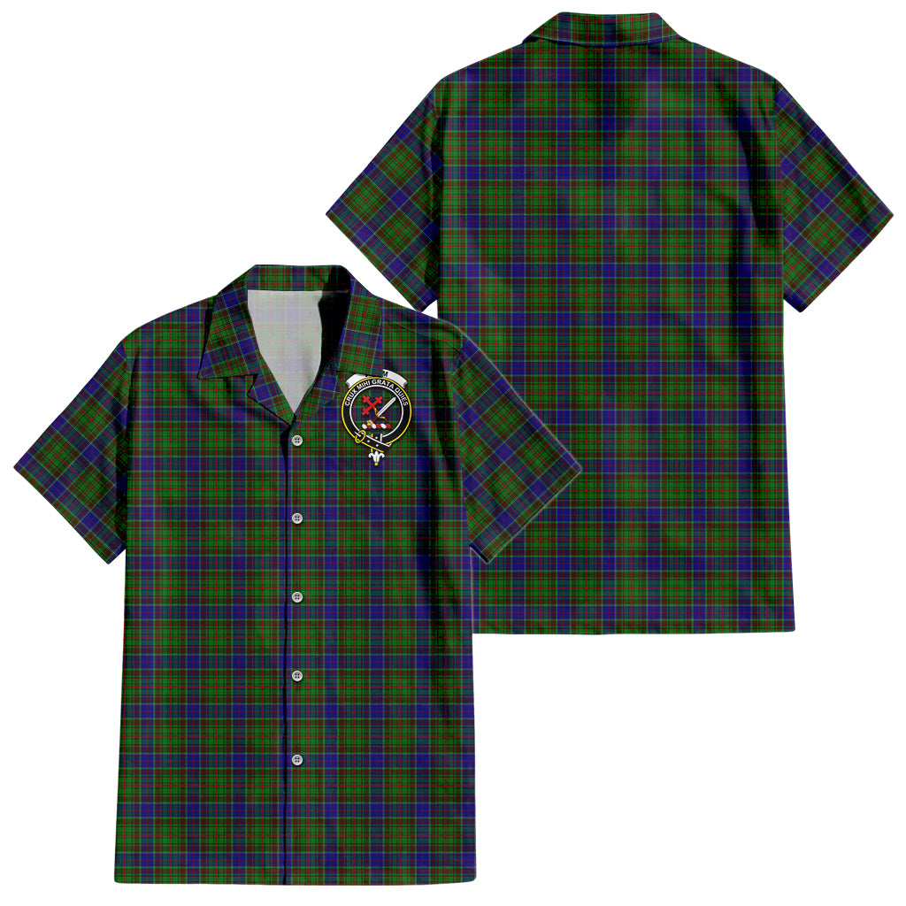 Adam Tartan Short Sleeve Button Down Shirt with Family Crest - Tartanvibesclothing