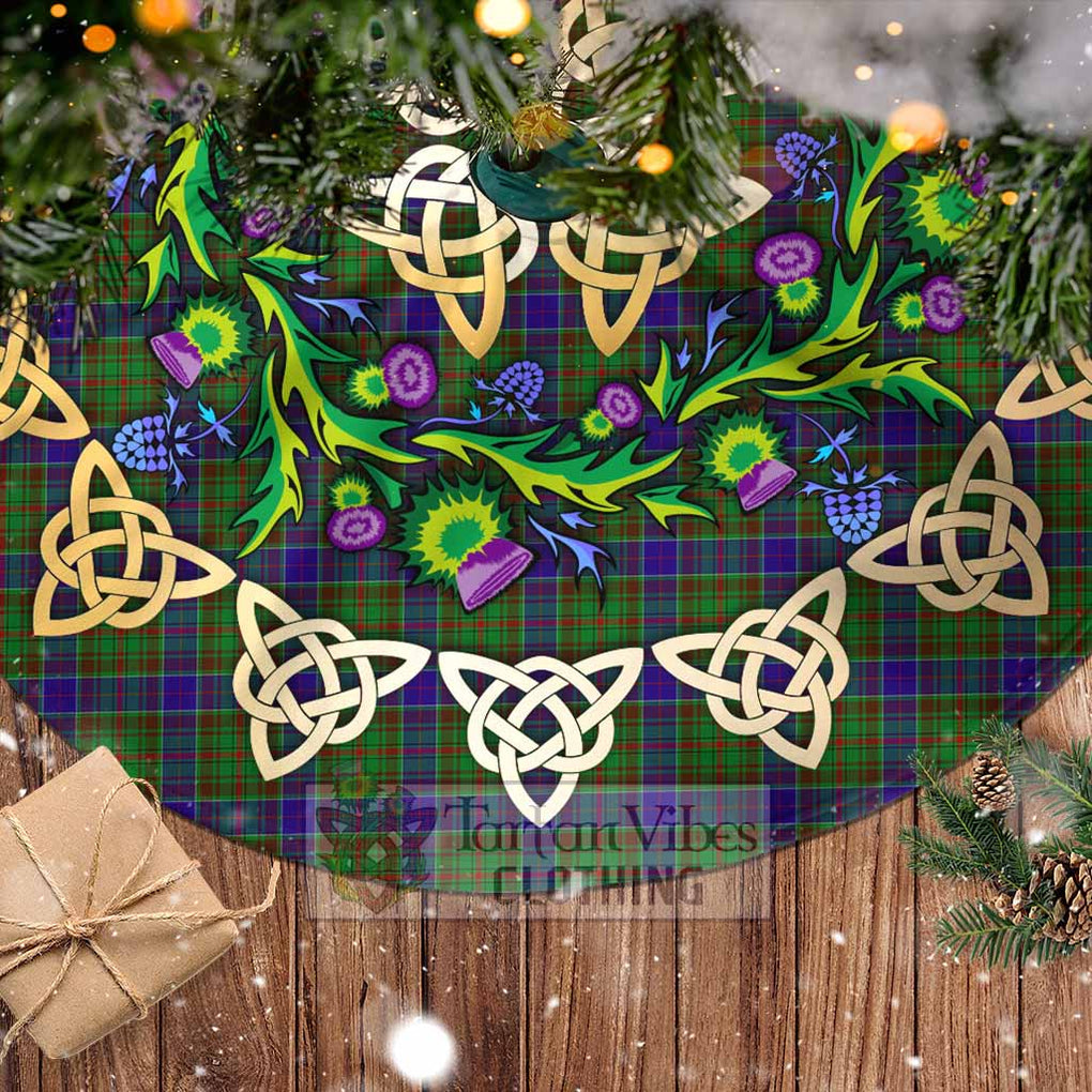 Tartan Vibes Clothing Adam Tartan Christmas Tree Skirt with Thistle Celtic Knot Style