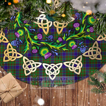 Adam Tartan Christmas Tree Skirt with Thistle Celtic Knot Style