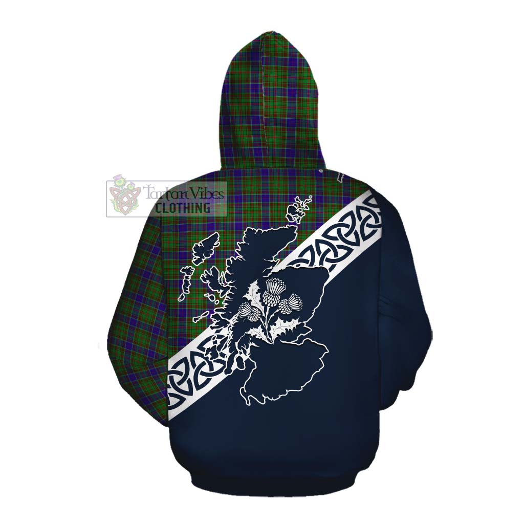 Tartan Vibes Clothing Adam Tartan Cotton Hoodie Featuring Thistle and Scotland Map