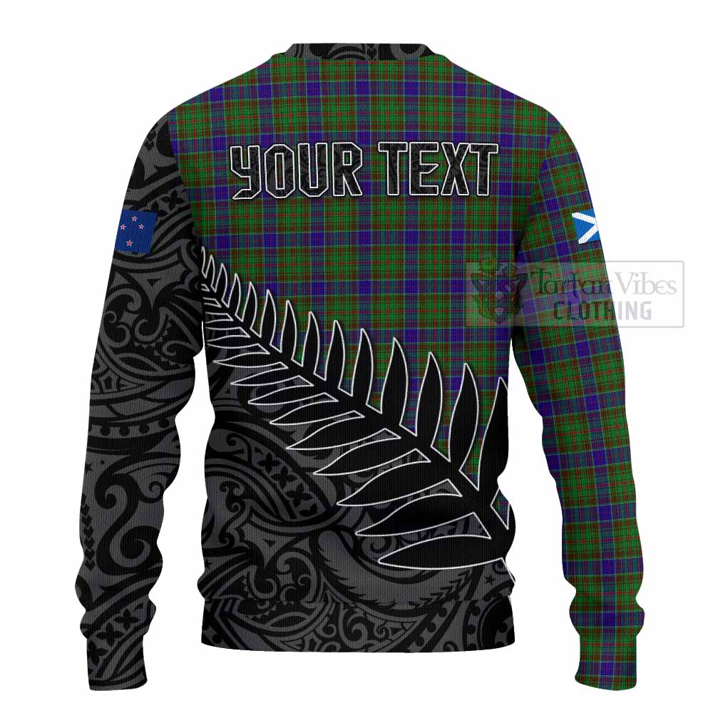 Tartan Vibes Clothing Adam Crest Tartan Knitted Sweater with New Zealand Silver Fern Half Style