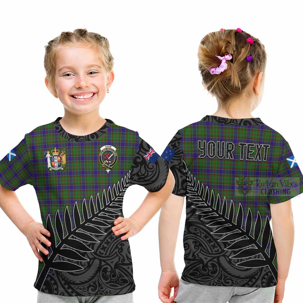 Tartan Vibes Clothing Adam Crest Tartan Kid T-Shirt with New Zealand Silver Fern Half Style