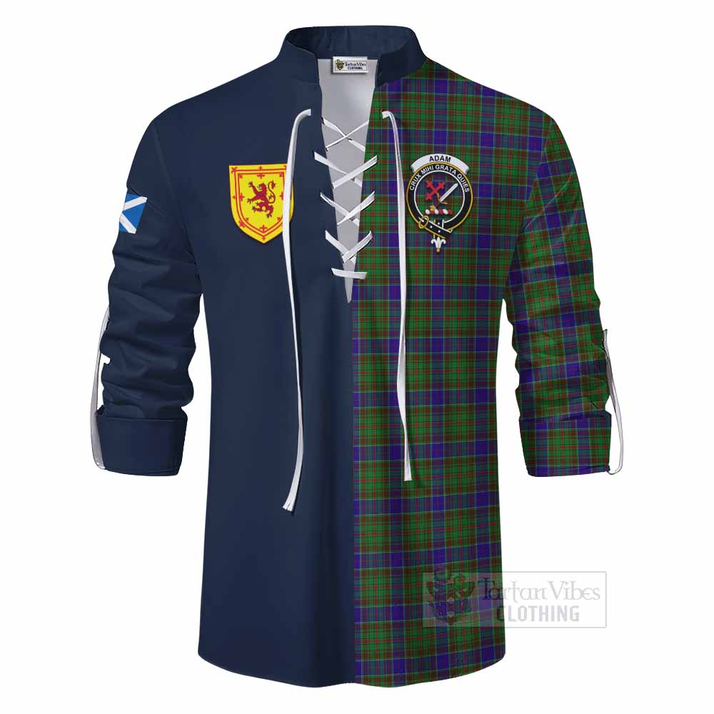 Adam Tartan Ghillie Kilt Shirt Alba with Scottish Lion Royal Arm Half Style