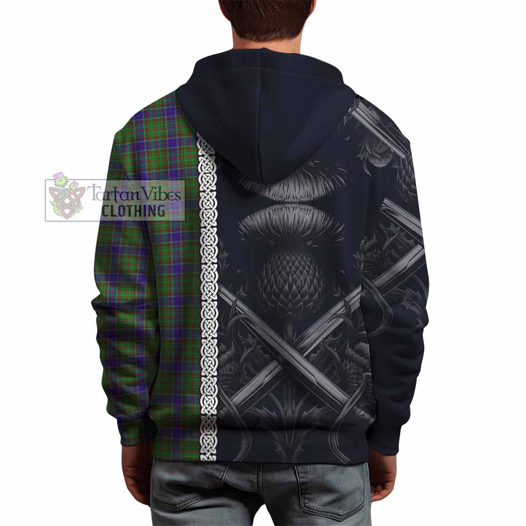 Adam Tartan Hoodie with Family Crest Cross Sword Thistle Celtic Vibes - Tartan Vibes Clothing