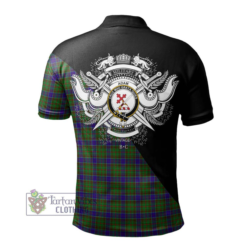 Adam Tartan Polo Shirt with Family Crest and Military Logo Style - Tartanvibesclothing Shop