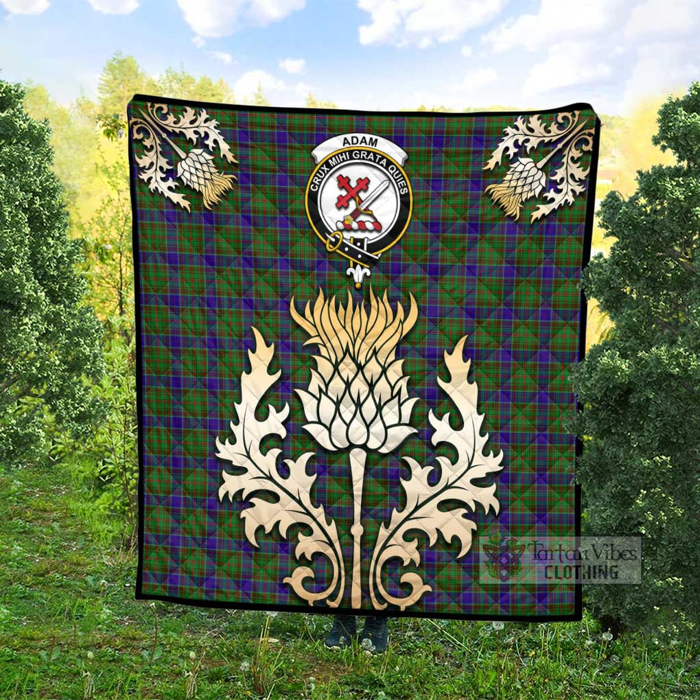 Tartan Vibes Clothing Adam Tartan Quilt with Family Crest and Golden Thistle Style