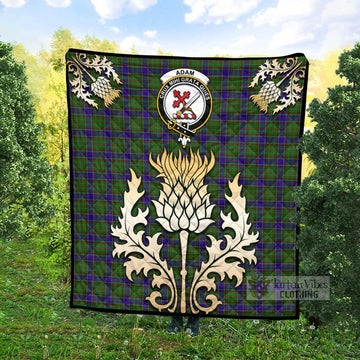 Adam Tartan Quilt with Family Crest and Golden Thistle Style