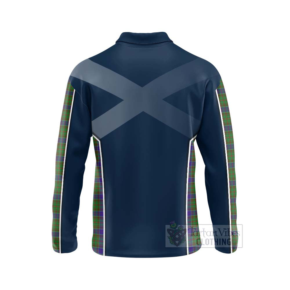 Tartan Vibes Clothing Adam Tartan Long Sleeve Polo Shirt with Family Crest and Scottish Thistle Vibes Sport Style