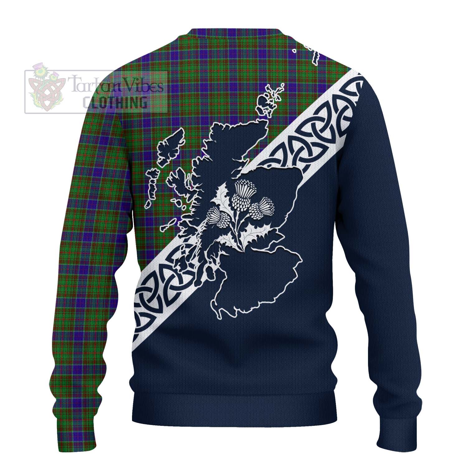 Tartan Vibes Clothing Adam Tartan Knitted Sweater Featuring Thistle and Scotland Map