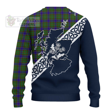 Adam Tartan Knitted Sweater Featuring Thistle and Scotland Map