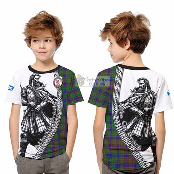 Adam Tartan Clan Crest Kid T-Shirt with Highlander Warrior Celtic Style