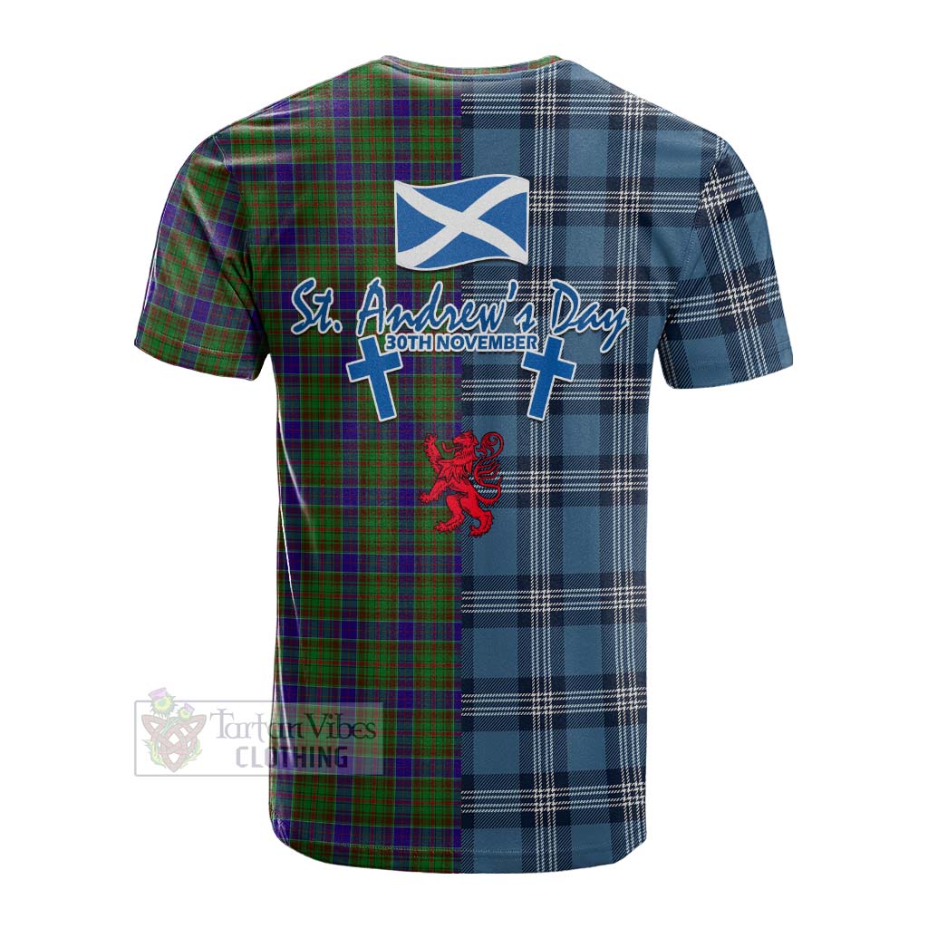 Tartan Vibes Clothing Adam Tartan Cotton T-shirt Happy St. Andrew's Day Half Tartan Style