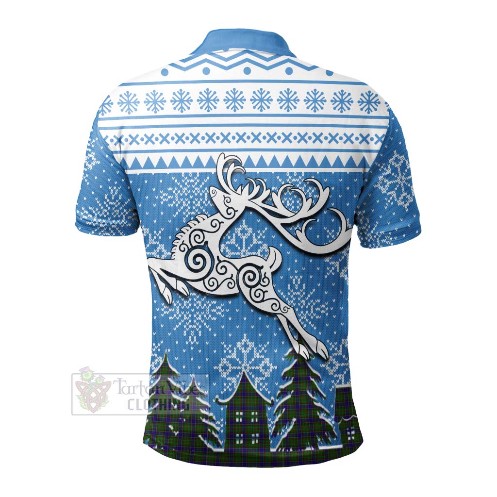 Tartan Vibes Clothing Adam Clan Christmas Polo Shirt Celtic Reindeer Style