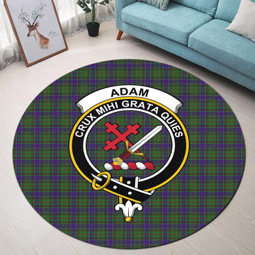 Adam Tartan Round Rug with Family Crest