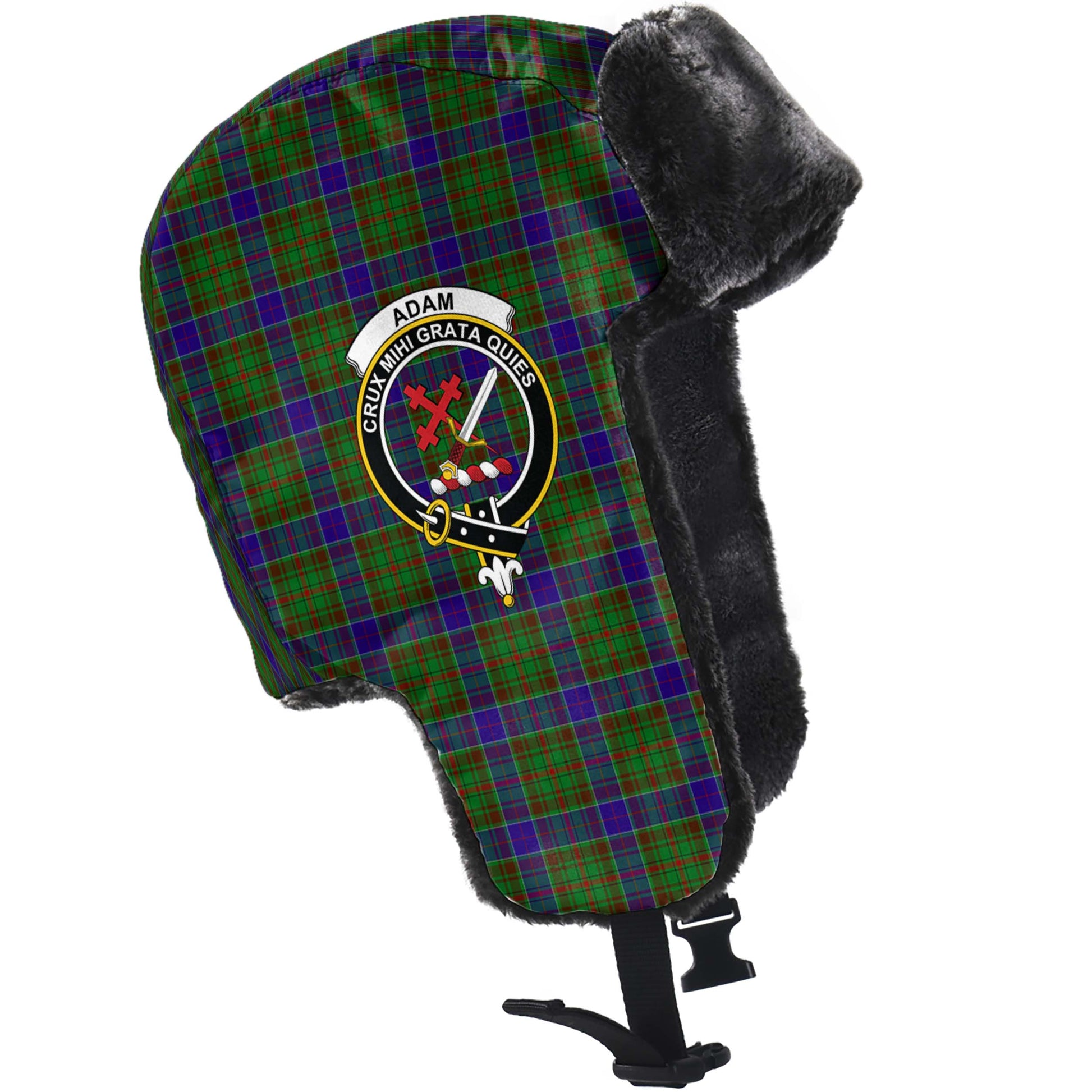 Adam Tartan Winter Trapper Hat with Family Crest - Tartanvibesclothing