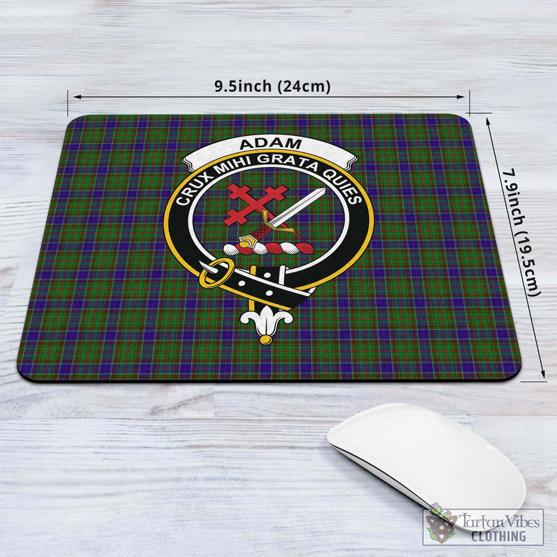 Tartan Vibes Clothing Adam Tartan Mouse Pad with Family Crest