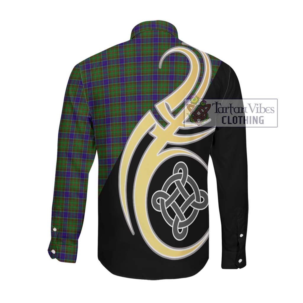 Adam Tartan Long Sleeve Button Shirt with Family Crest and Celtic Symbol Style Men's Shirt - Tartan Vibes Clothing