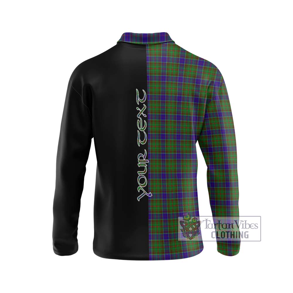 Adam Tartan Long Sleeve Polo Shirt with Family Crest and Half Of Me Style - Tartanvibesclothing Shop