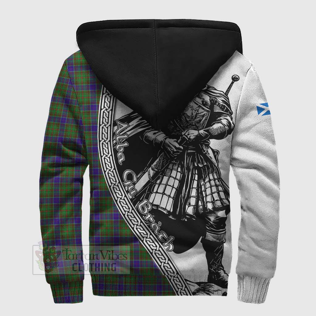 Tartan Vibes Clothing Adam Tartan Clan Crest Sherpa Hoodie with Highlander Warrior Celtic Style